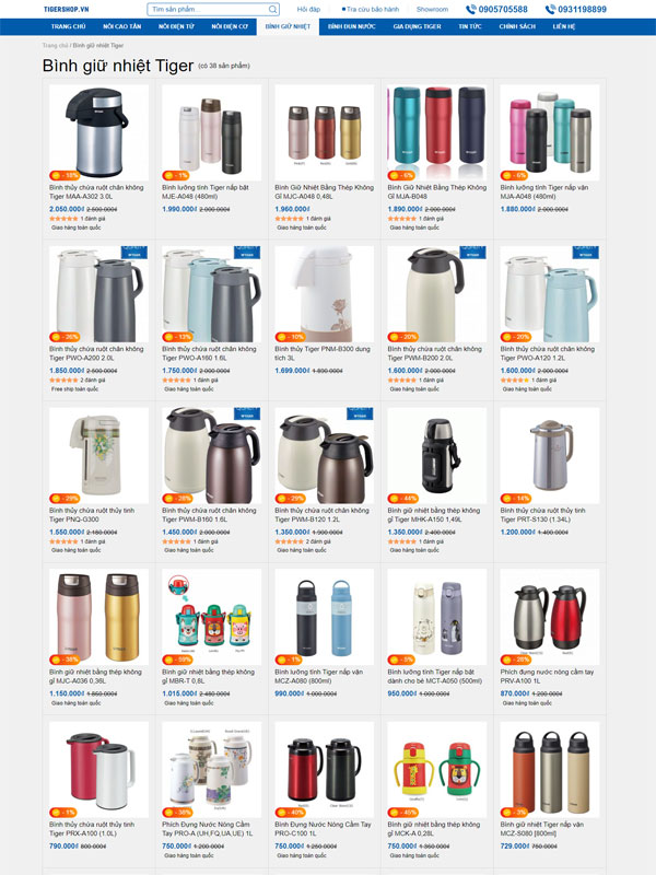 Mẫu thiết kế web b&aacute;n b&igrave;nh giữ nhiệt độc đ&aacute;o 